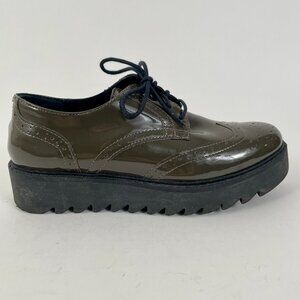 Marco Patent Platform Lace Up Brogue Oxfords Shoes, Deep Green, Size 7.5 (EU 38)